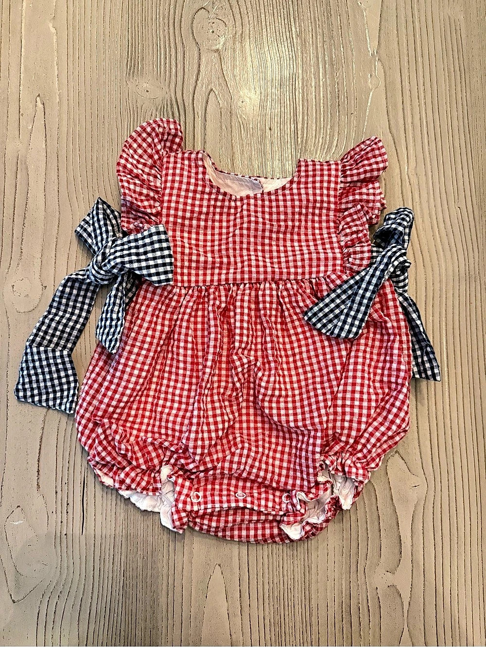 Baby Gingham bubble in Red & Blue